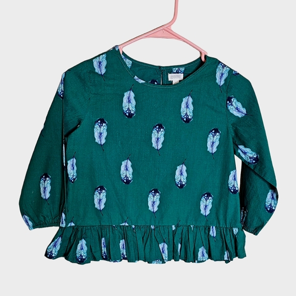 Gymboree Feather print peplum shirt Size Large 10-12 - Picture 3 of 7